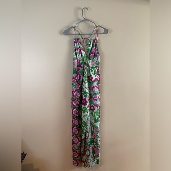 Mango Satin Cross-Back Floral Jumpsuit NWOT - Picture 7 of 13